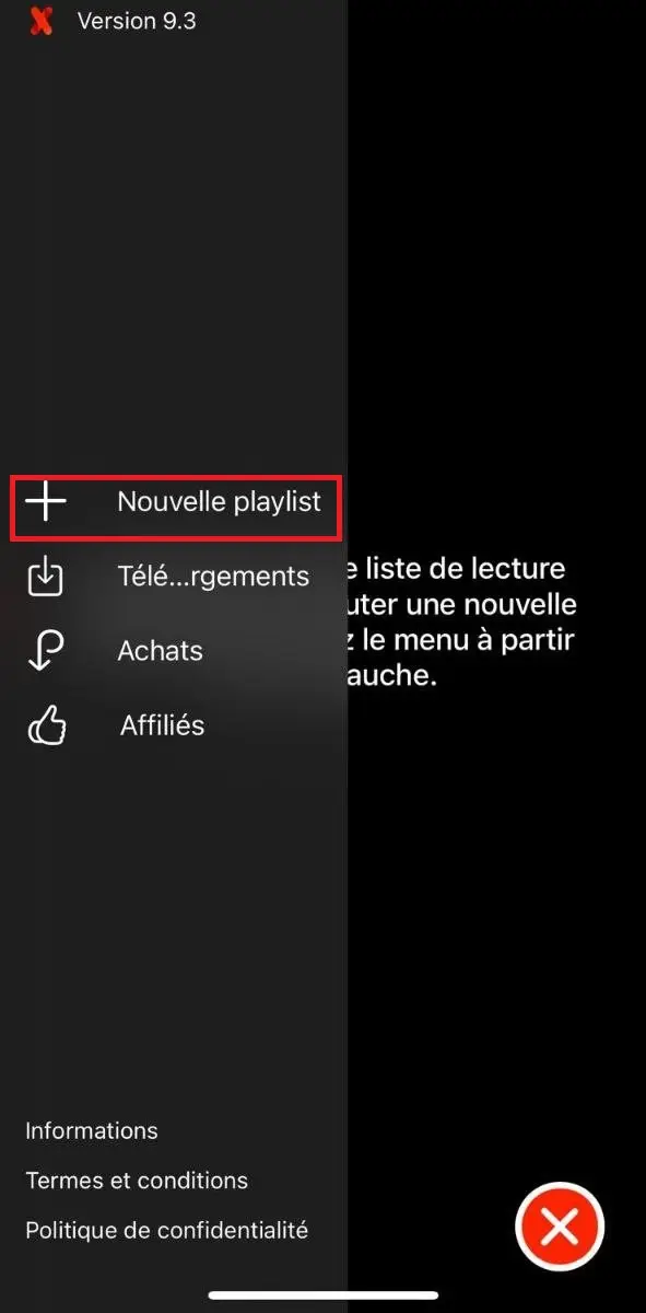 Menu pour ajouter une nouvelle playlist dans IPTVX, idéal pour configurer IPTV Quebec.