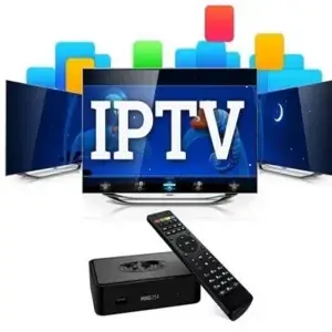 IPTV ott premium affiché sur un téléviseur avec interface moderne.