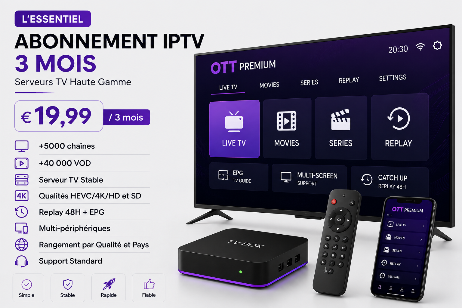 Abonnement IPTV 3 Mois – L’Essentiel